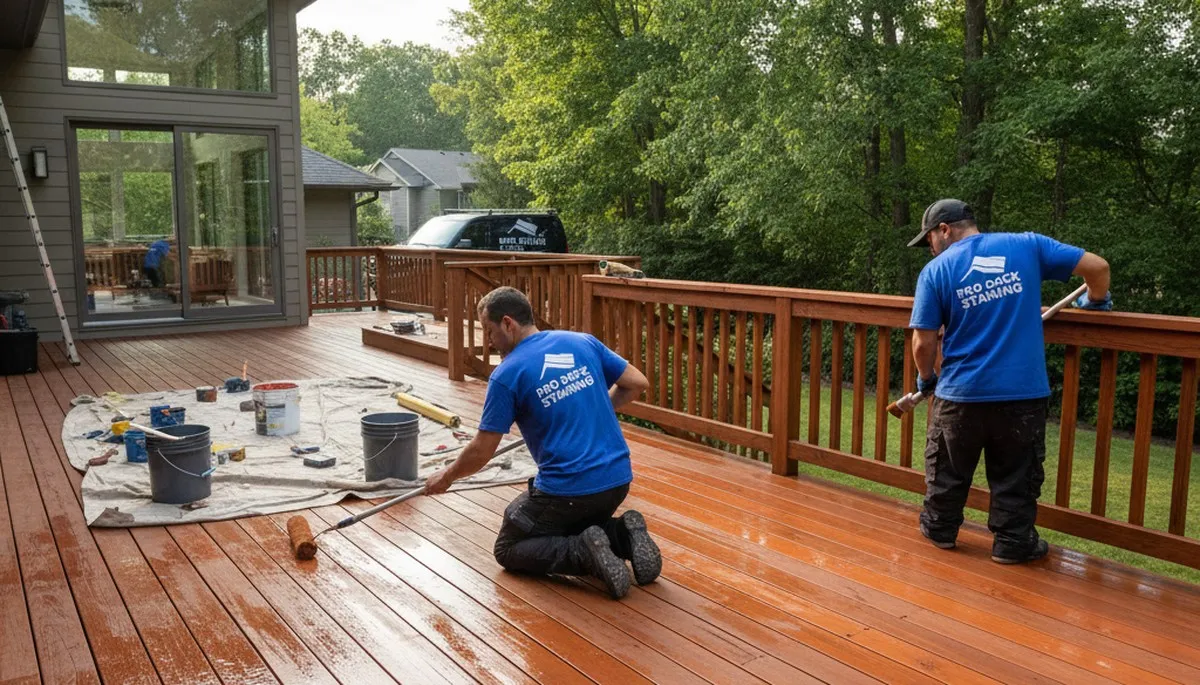 Cleveland, OH deck staining service by Cleveland Paint Pros protecting and beautifying outdoor wood surfaces