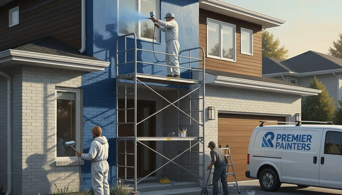 Cleveland, OH painters applying exterior house paint for weather-resistant home protection